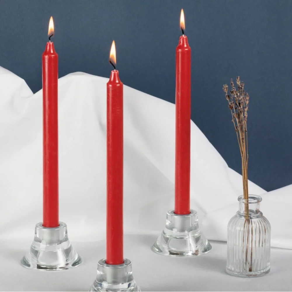 Crate&Barrel Red Taper Candle Set